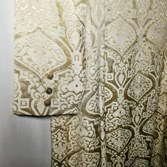 Vintage MCM Evelyn Pearson Lounging Robe Cover-up Cream w/Gold Metallic - Picture 11 of 11